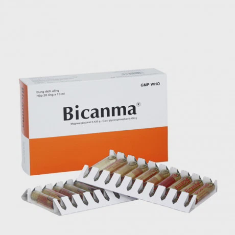 Dung dịch ống uống Bicanma bổ sung calci và magie, điều trị suy nhược chức năng (2 vỉ x 10 ống)