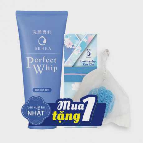 Sữa rửa mặt tạo bọt Senka Perfect Whip (120g) + Tặng kèm lưới tạo bọt cao cấp