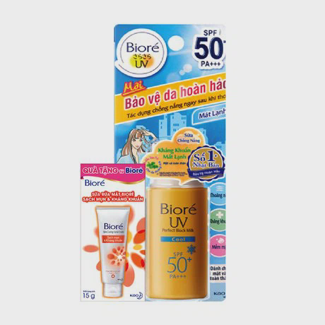 Bundle Biore chong nang hoan hao Cool SPF 50+ + Tuyp SRM (15,000)