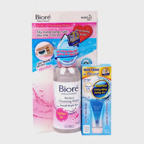Nước tẩy trang hoàn hảo Bioré (90ml) + Tặng kèm kem chống nắng Bioré Essence (15g)