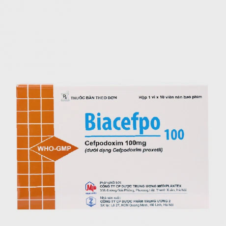 Viên nén bao phim Biacefpo 100mg điều trị nhiễm khuẩn (1 vỉ x 10 viên)