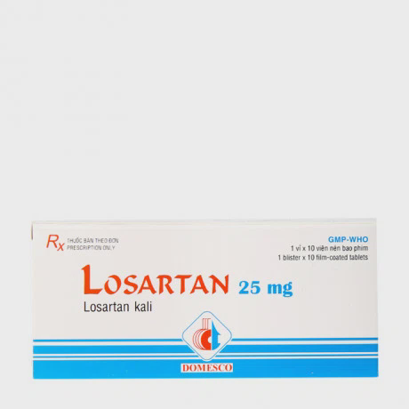Viên nén Losartan 25mg Domesco điều trị tăng huyết áp (1 vỉ x 10 viên)