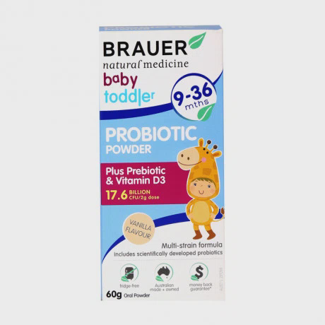Thực phẩm bảo vệ sức khỏe hỗ trợ hệ tiêu hóa Brauer Baby and Toddler Probiotic Powder (60g)