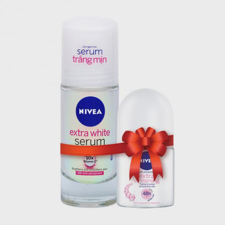 Lăn khử mùi Serum trắng mịn Nivea Extra White Serum (40ml) + Tặng lăn khử mùi trắng mịn, mờ vết thâm Nivea Extra Whitening (12ml)