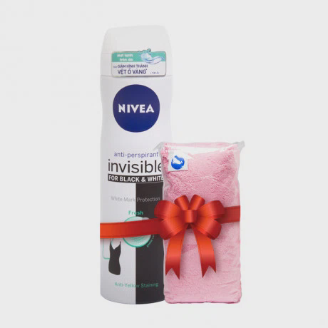 Xịt khử mùi mát lạnh Nivea Invisible For Black & White (150ml) + Tặng khăn bông