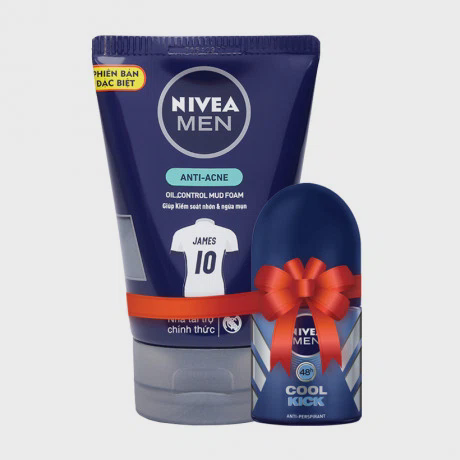 Sữa rửa mặt kiểm soát nhờn & ngừa mụn Nivea Men Anti-Acne (100g) + Tặng lăn khử mùi Nivea Men Cool Kid (12ml)
