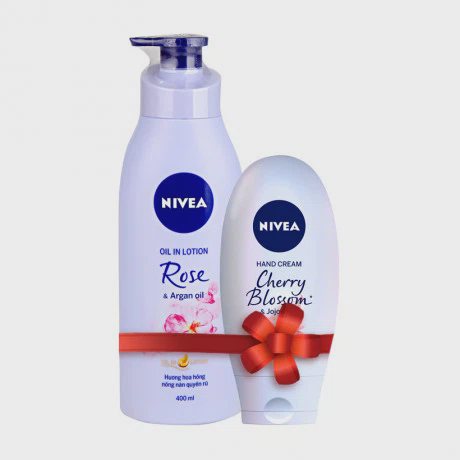 Sữa dưỡng thể hương hoa hồng Nivea (400ml) + Tặng kem dưỡng tay Nivea (75ml)