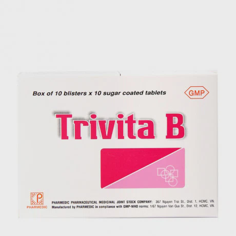Viên bao đường Trivita B trị viêm đau dây thần kinh, đa dây thần kinh, thiếu máu (10 vỉ x 10 viên)