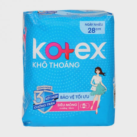 Băng vệ sinh khô thoáng ngày nhiều 28cm Kotex (6 miếng/gói)