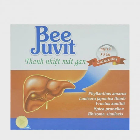 Thực phẩm bảo vệ sức khỏe dung dịch uống thanh nhiệt mát gan Bee Juvit (Hộp 4 vỉ x 5 ống)