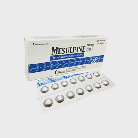 Viên bao tan ở ruột Mesulpine 20mg điều trị viêm loét dạ dày, tá tràng (2 vỉ x 14 viên)
