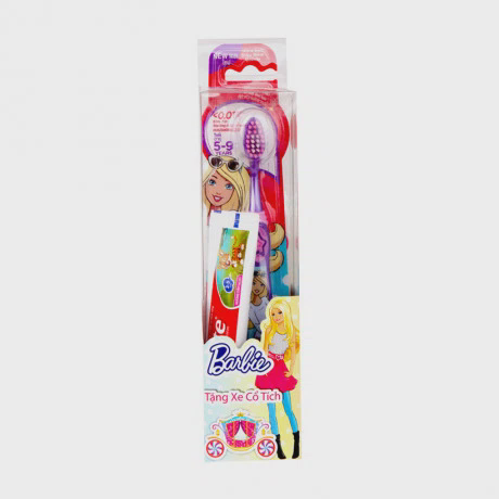 Bàn chải đánh răng cho bé gái Colgate Barbie + Tặng kem đánh răng Colgate (40g) & xe đồ chơi cổ tích