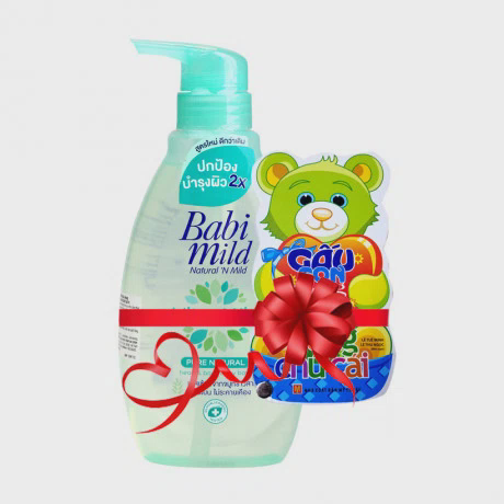 Sữa tắm gội toàn thân tinh khiết cho bé Babi Mild Pure Natural (400ml) + Tặng bộ sách gấu thông minh