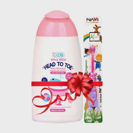 Dầu tắm gội toàn thân cho bé Oze Vitamin B5 & Fruity (180ml) + Tặng bàn chải đánh răng cho bé