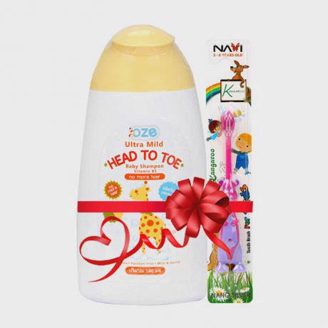 Dầu tắm gội cho trẻ sơ sinh và trẻ nhỏ Oze Vitamin B5 (180ml) + Tặng bàn chải đánh răng cho bé