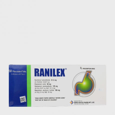 Viên nén Ranilex điều trị loét da dày tá tràng, bệnh trào ngược thực quản (5 vỉ x 10 viên)