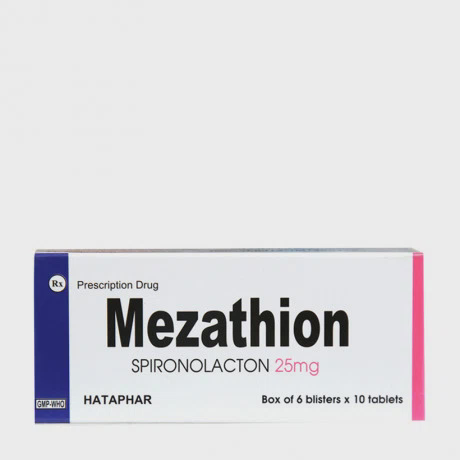 Viên nén Mezathion 25mg trị phù do tăng quá mức aldosteron, tăng huyết áp, suy tim (6 vỉ x 10 viên)