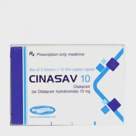 Viên nén bao phim Cinasav 10mg điều trị trầm cảm (3 vỉ x 10 viên)