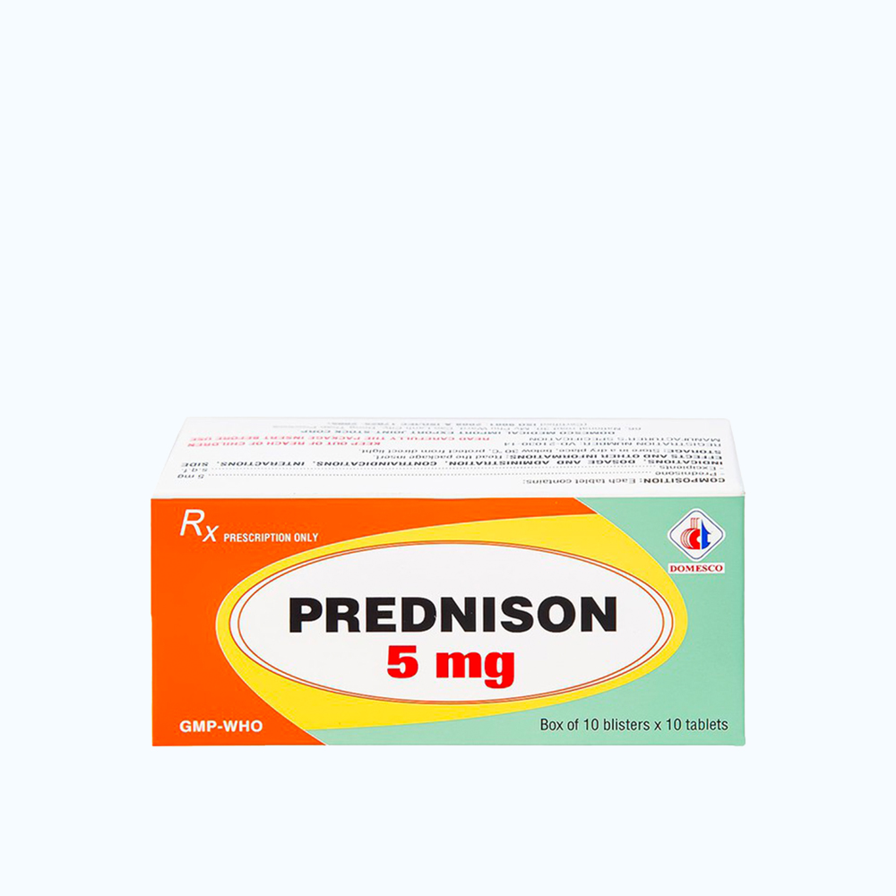 Prednison 5mg VNE Mau Cam (10Vi x10Vien) Domesco
