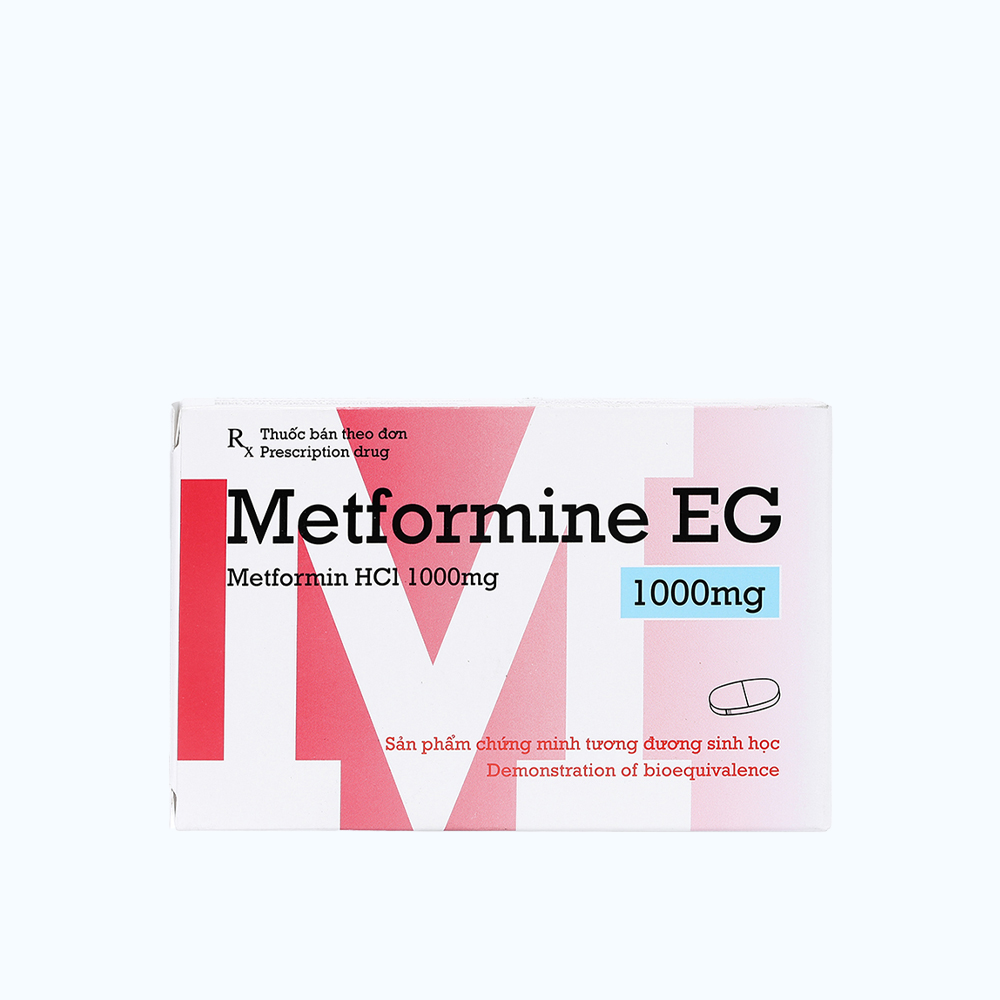 Viên nén bao phim Metformin 1000mg Pymepharco điều trị bệnh đái tháo đường type 2 (2 vỉ x 15 viên)