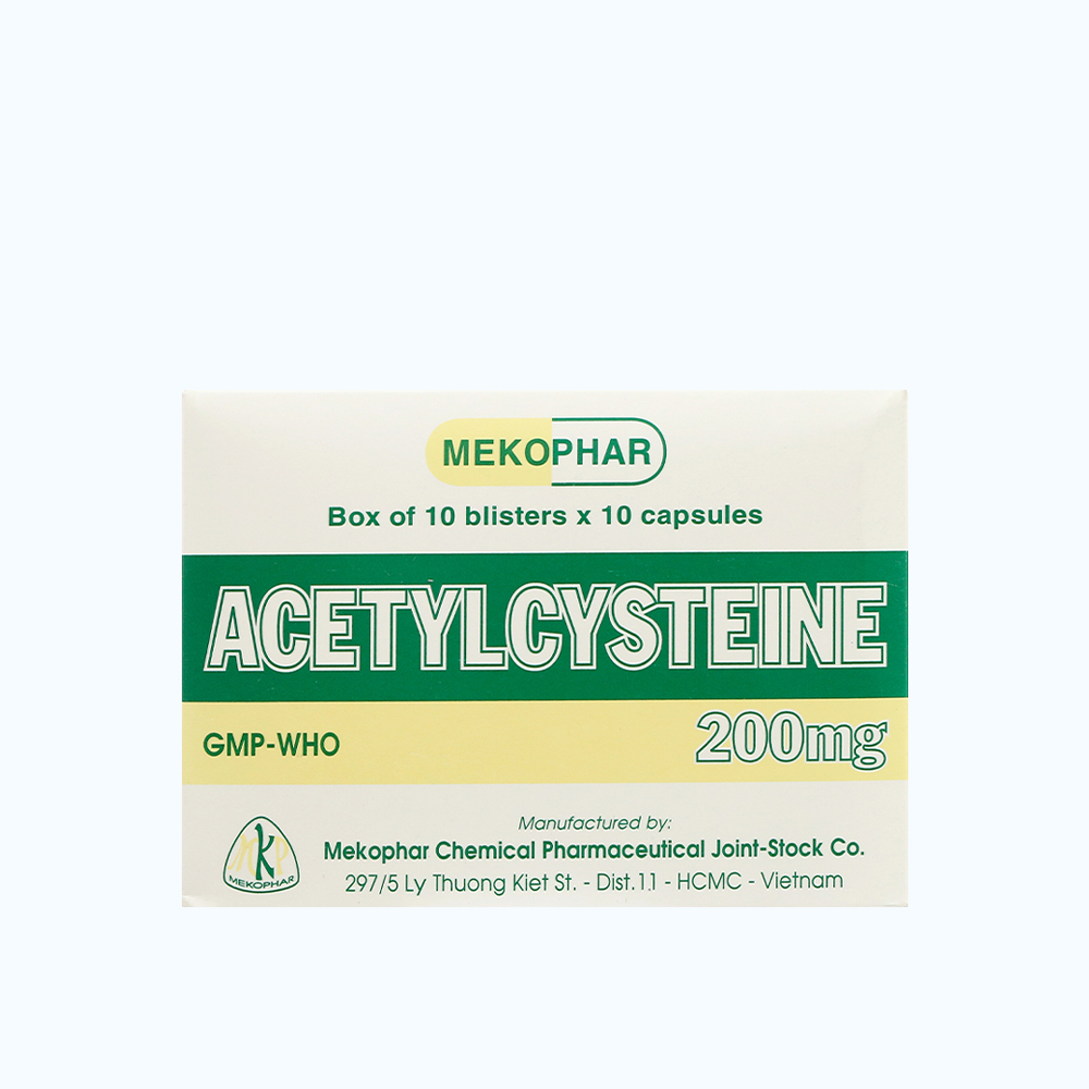 ACETYLCYSTEINE CAPS 200MG (Hop 10 Vi x 10 Vien)