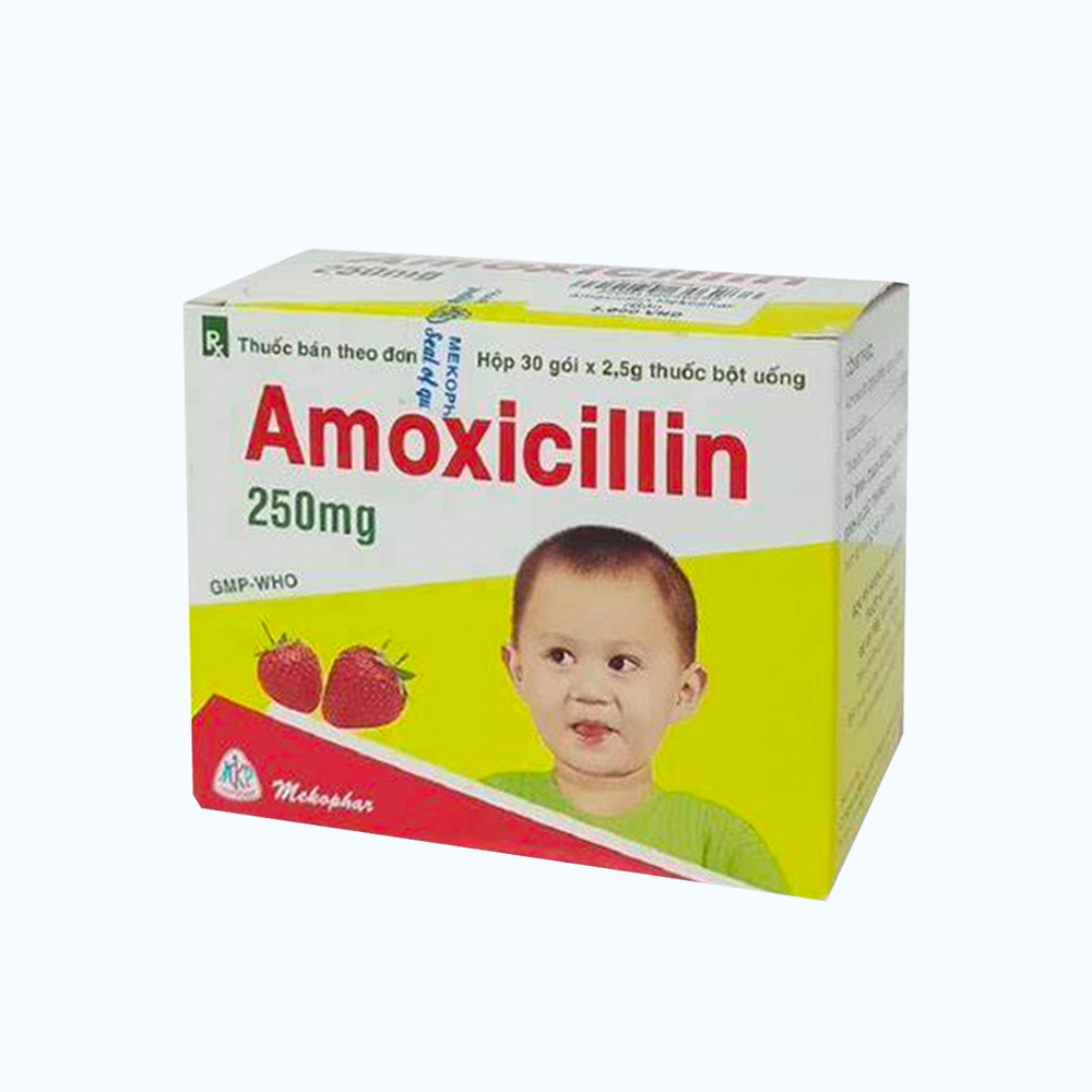 Amoxicillin 250mg Mekophar (Hộp 30 gói x 2.5g)