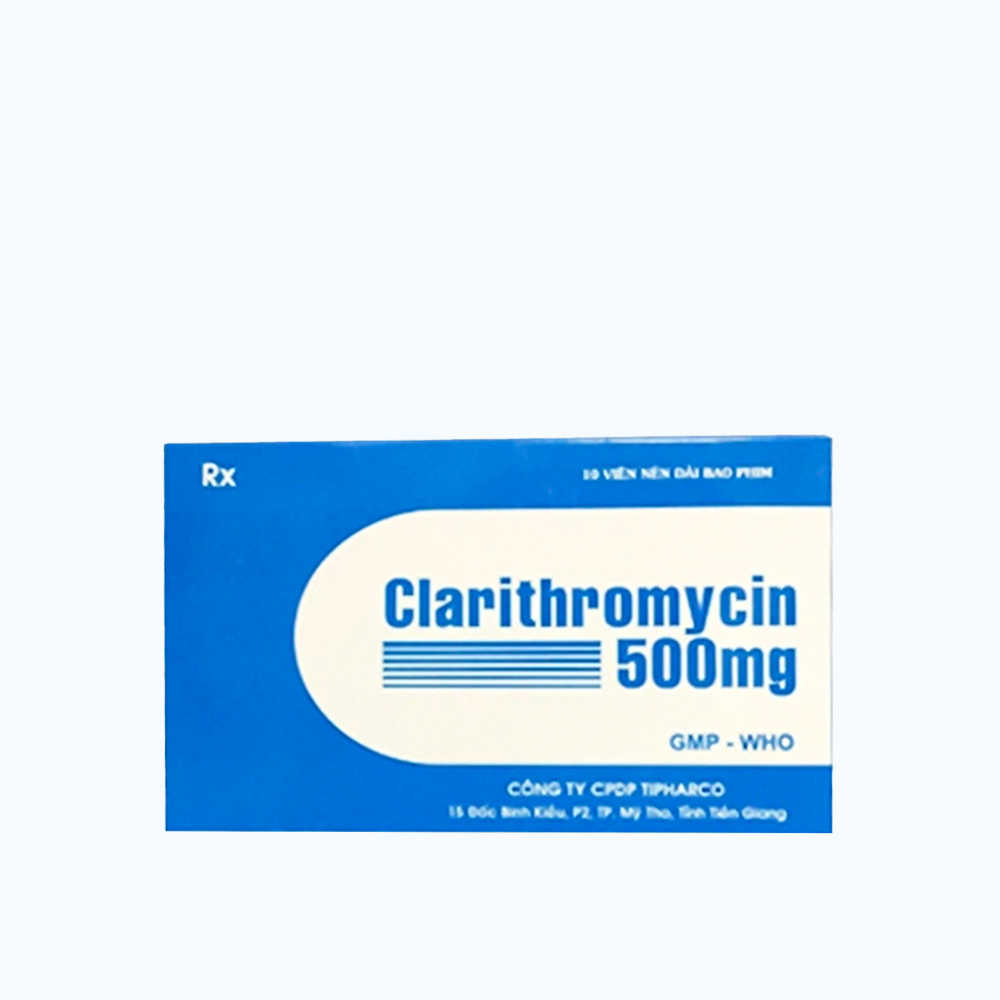 Clarithromycin 500mg (Hộp 1 vỉ x 10 viên)