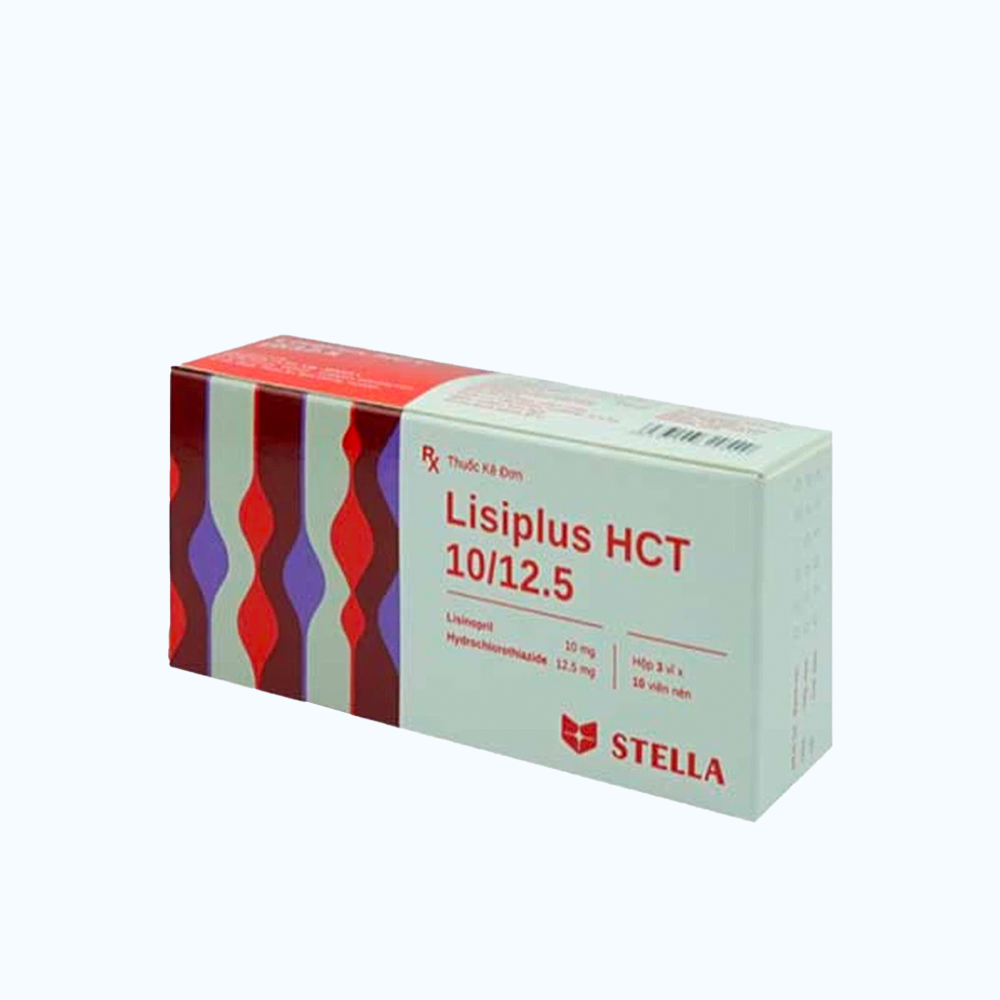Viên nén Lisiplus HCT 10/12.5 Stella điều trị tăng huyết áp nguyên phát (3 vỉ x 10 viên)