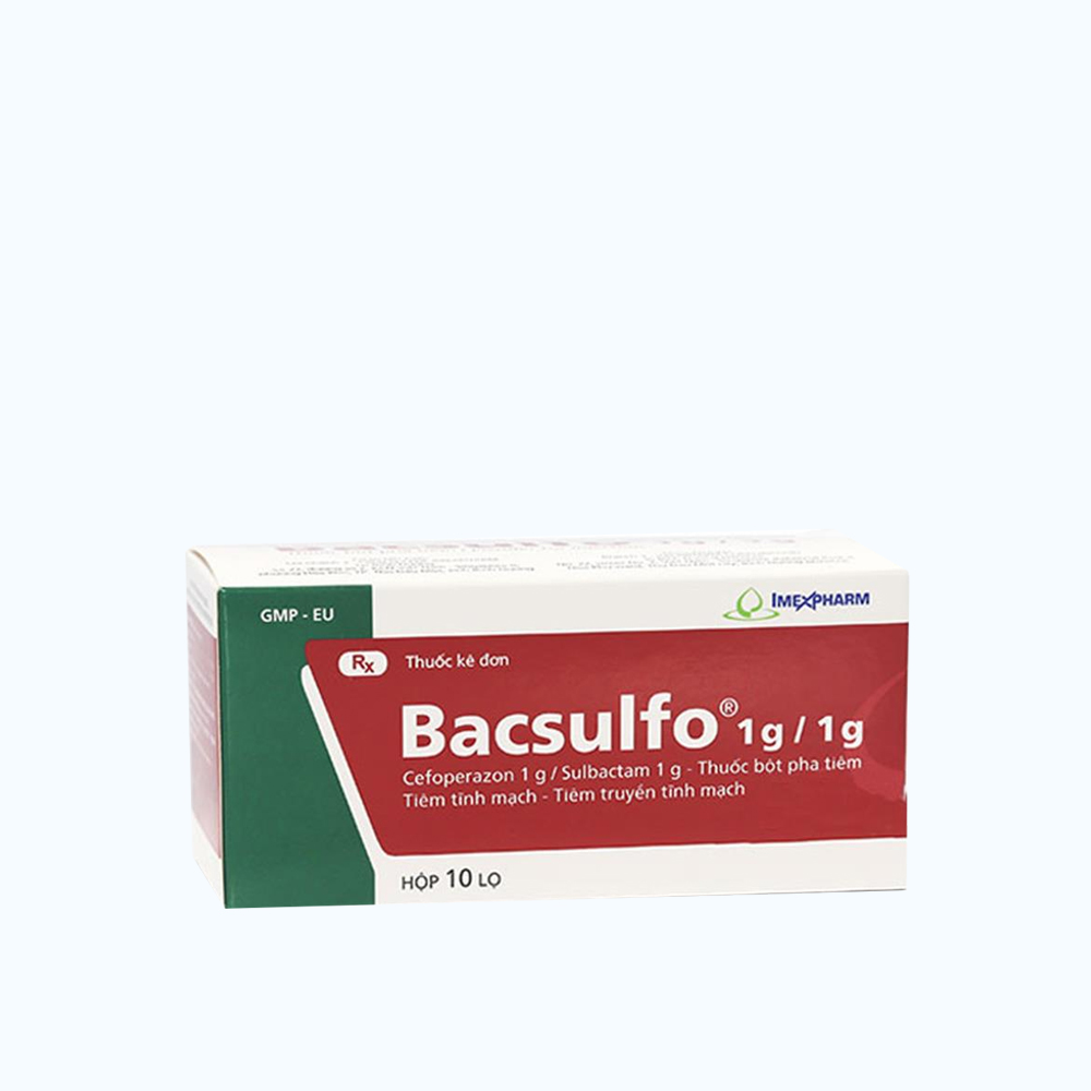 Bột pha tiêm Bacsulfo 1g/1g kháng sinh điều trị nhiễm khuẩn (hộp 10 chai)