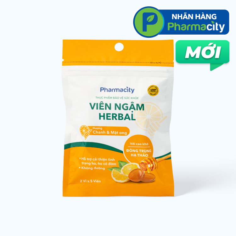 PMC Vien Ngam Herbal Lozenges - Honey Lemon (2 Vi x 5 vien)