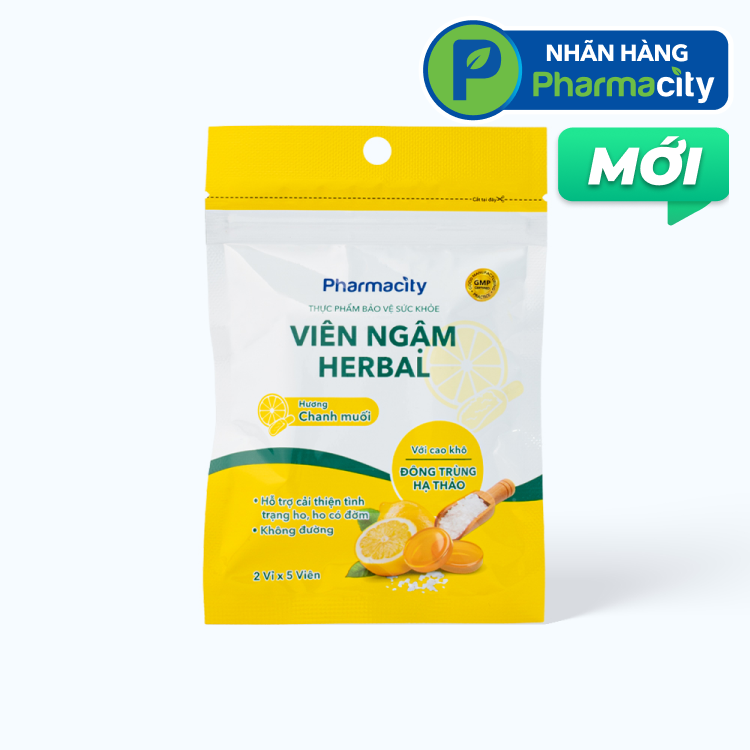 PMC Vien Ngam Herbal Lozenges - Salted Lemon (2 Vi x 5 vien)