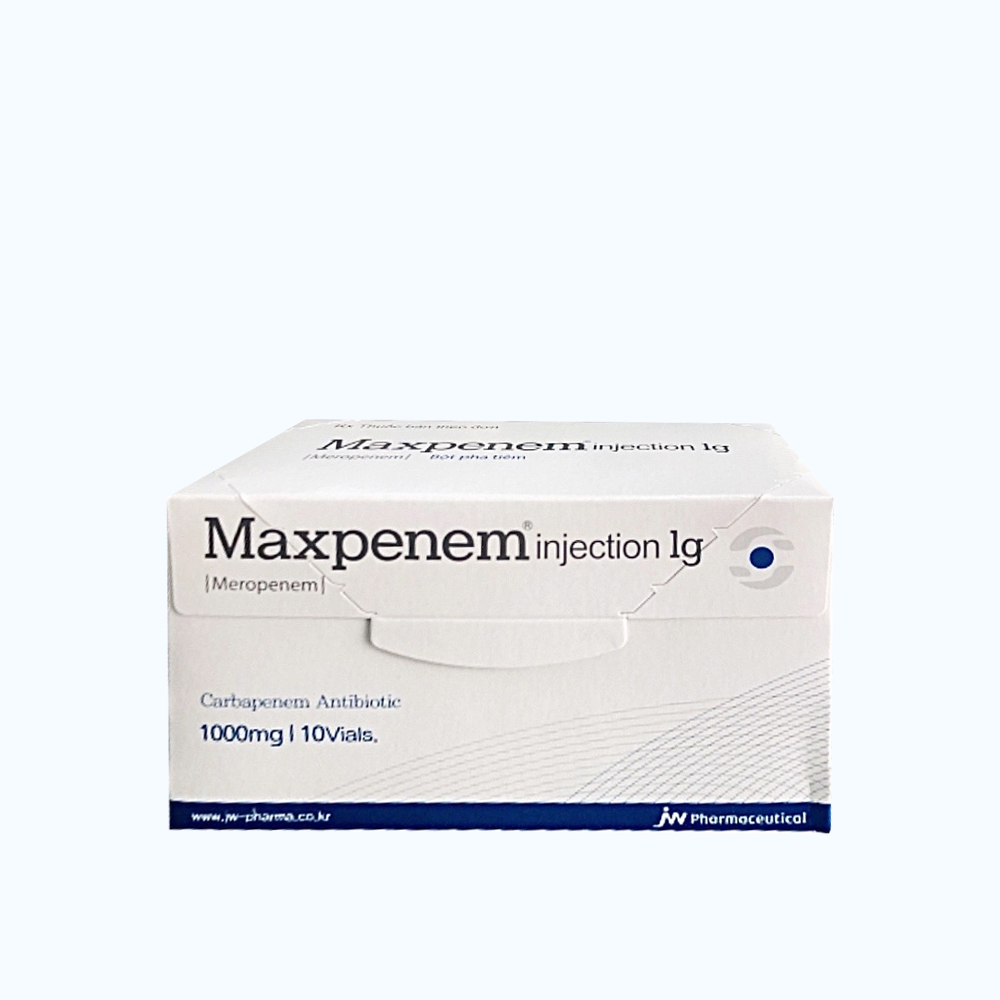 Bột pha tiêm truyền Maxpenem 1g điều triị nhiễm khuẩn (hộp 10 lọ)