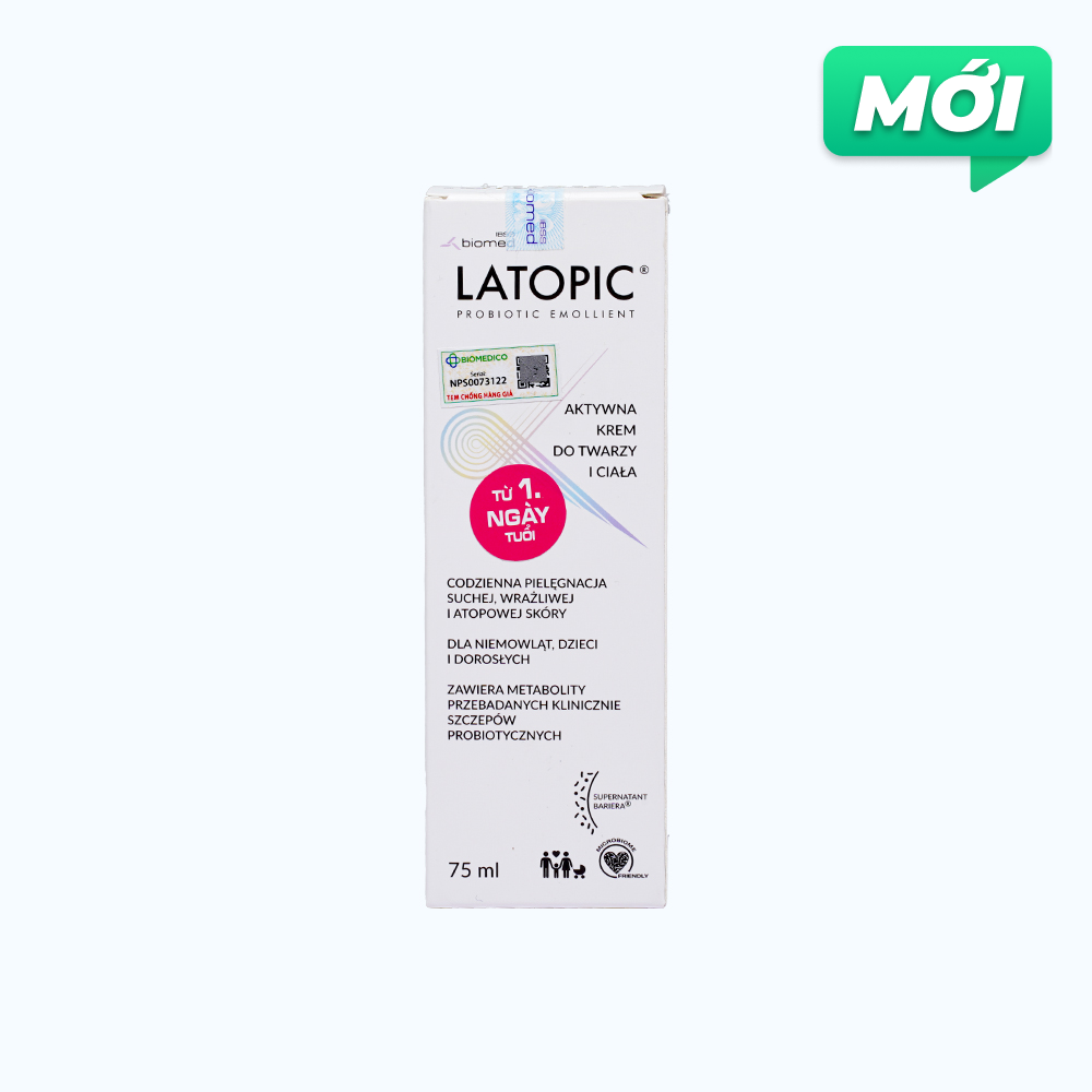Latopic Kem Duong Am Da Hang Ngay cho Da Kho, Da Nhay Cam 75ml/Tuyp