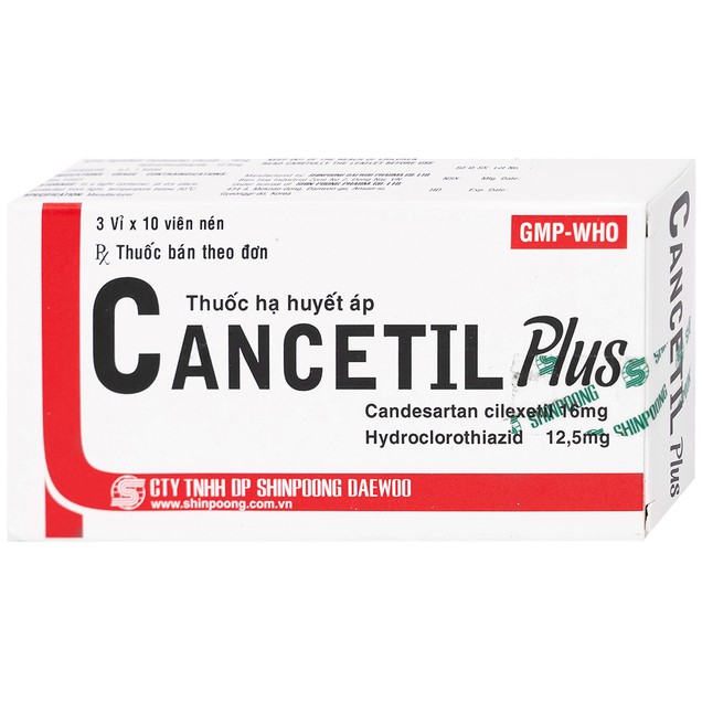 Cancetil plus 16mg/12.5mg Shinpoong (3 Vi x 10 Vien)