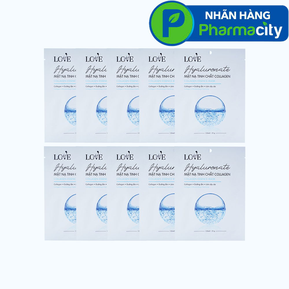 Combo 10 miếng Mặt nạ tinh chất collagen Hyaluronate dưỡng ẩm và làm dịu làn da (23g)