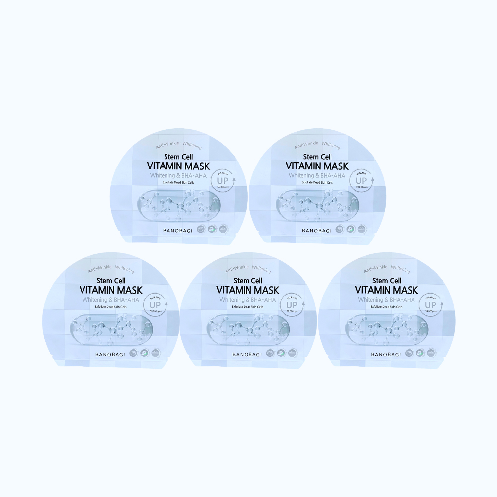 Combo 5 miếng mặt nạ BANOBAGI Stem Cell Whitening & Bha-Aha (Miếng 30G)