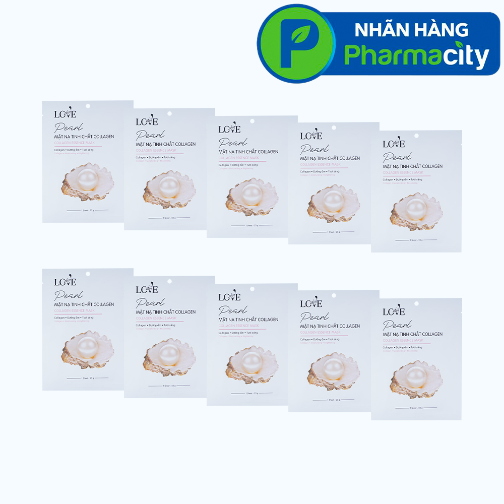Combo 10 miếng Mặt nạ tinh chất collagen Pearl dưỡng ẩm và dưỡng trắng da(23g)