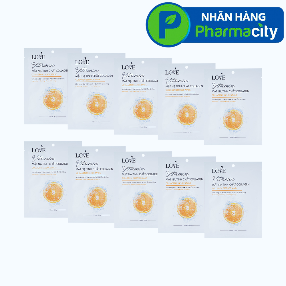 Combo 10 miếng Mặt nạ tinh chất collagen Vitamin thải độc và dưỡng sáng da (23g)
