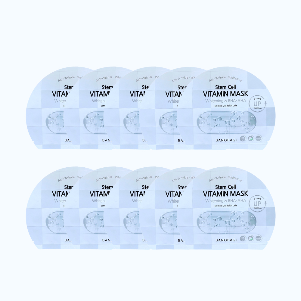 Combo 10 miếng mặt nạ BANOBAGI Stem Cell Whitening & Bha-Aha (Miếng 30G)