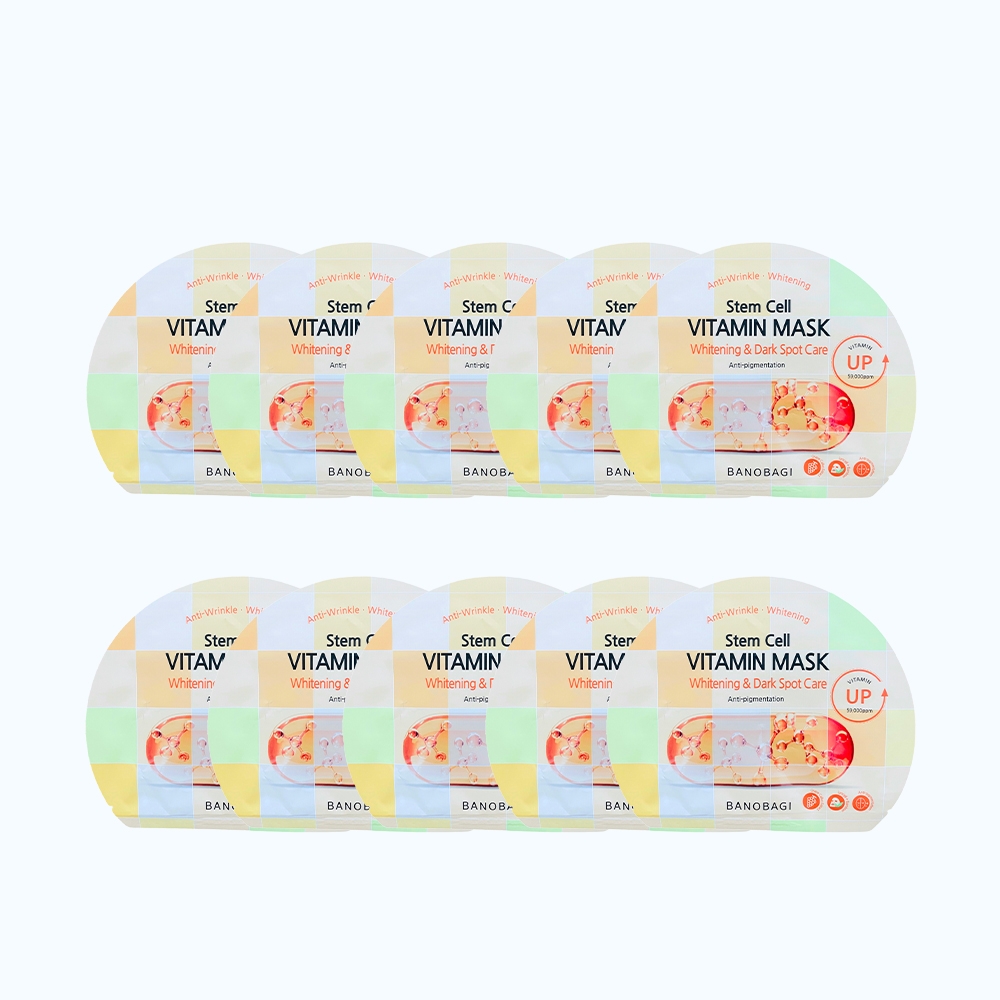 Combo 10 miếng mặt nạ BANOBAGI Stem Cell Whitening & Dark Spot Care dưỡng ẩm, giúp làn da trắng sáng (Miếng 30g)