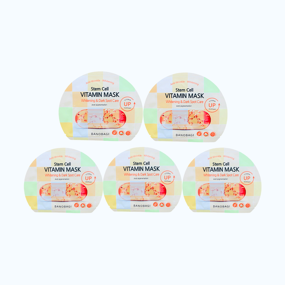 Combo 5 miếng mặt nạ BANOBAGI Stem Cell Whitening & Dark Spot Care dưỡng ẩm, giúp làn da trắng sáng (Miếng 30g)