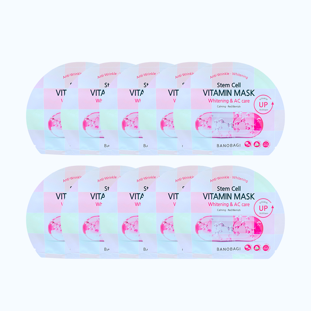 Combo 10 miếng mặt nạ BANOBAGI Whitening & AC Care Dưỡng Sáng Và Chăm Sóc Da Mụn (Miếng 30g)