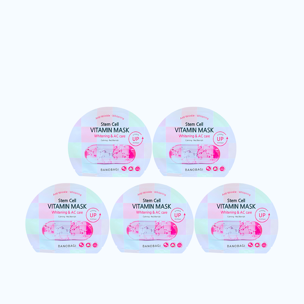 Combo 5 miếng mặt nạ BANOBAGI Whitening & AC Care Dưỡng Sáng Và Chăm Sóc Da Mụn (Miếng 30g)