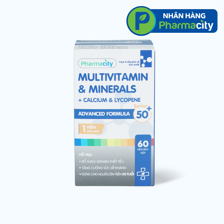 PMC Multivitamin & Minerals, Calcium & Lycopene-Senior 50+ (Chai 60 Vien) New 2025