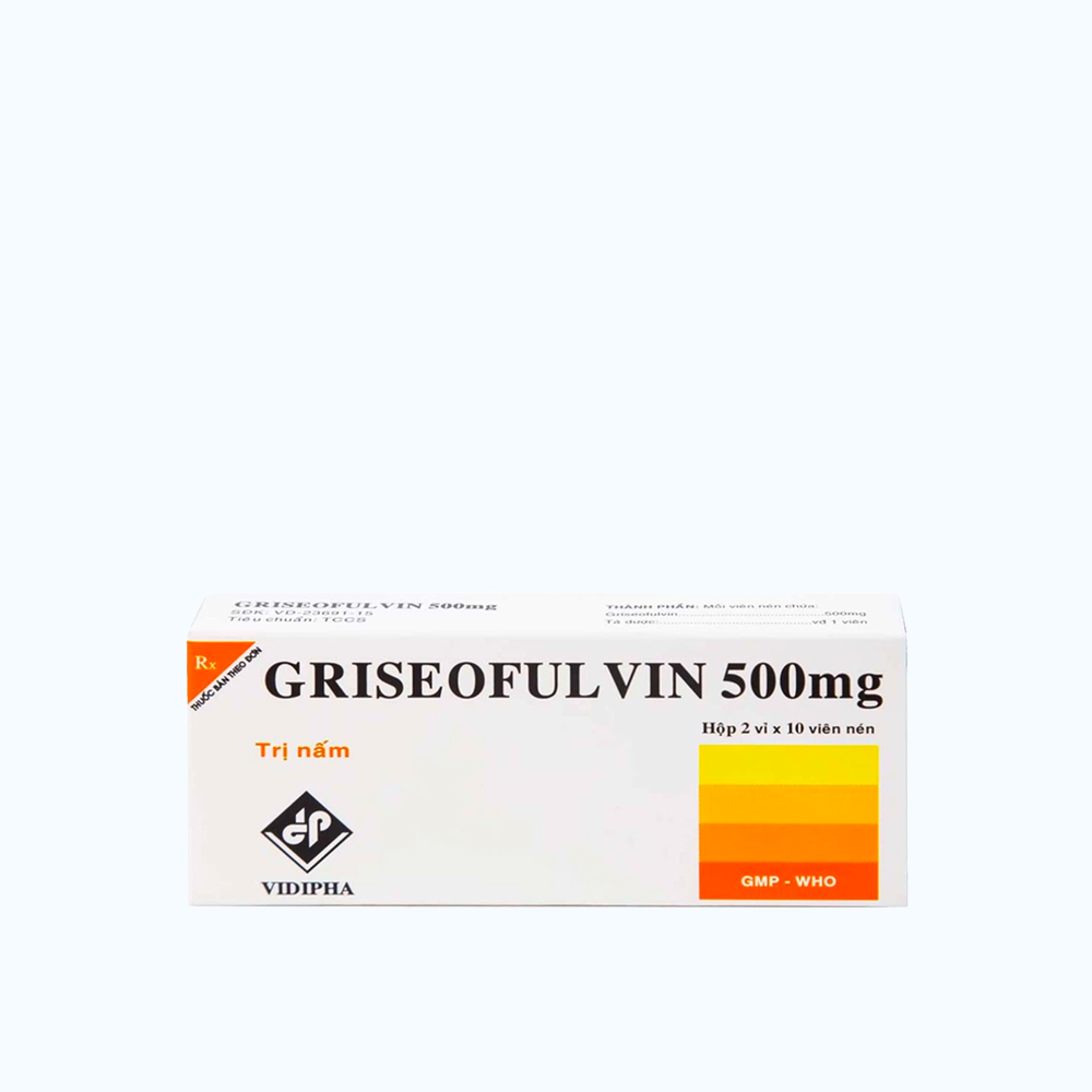Griseofulvin 500mg Mekophar (Hộp 20 viên)