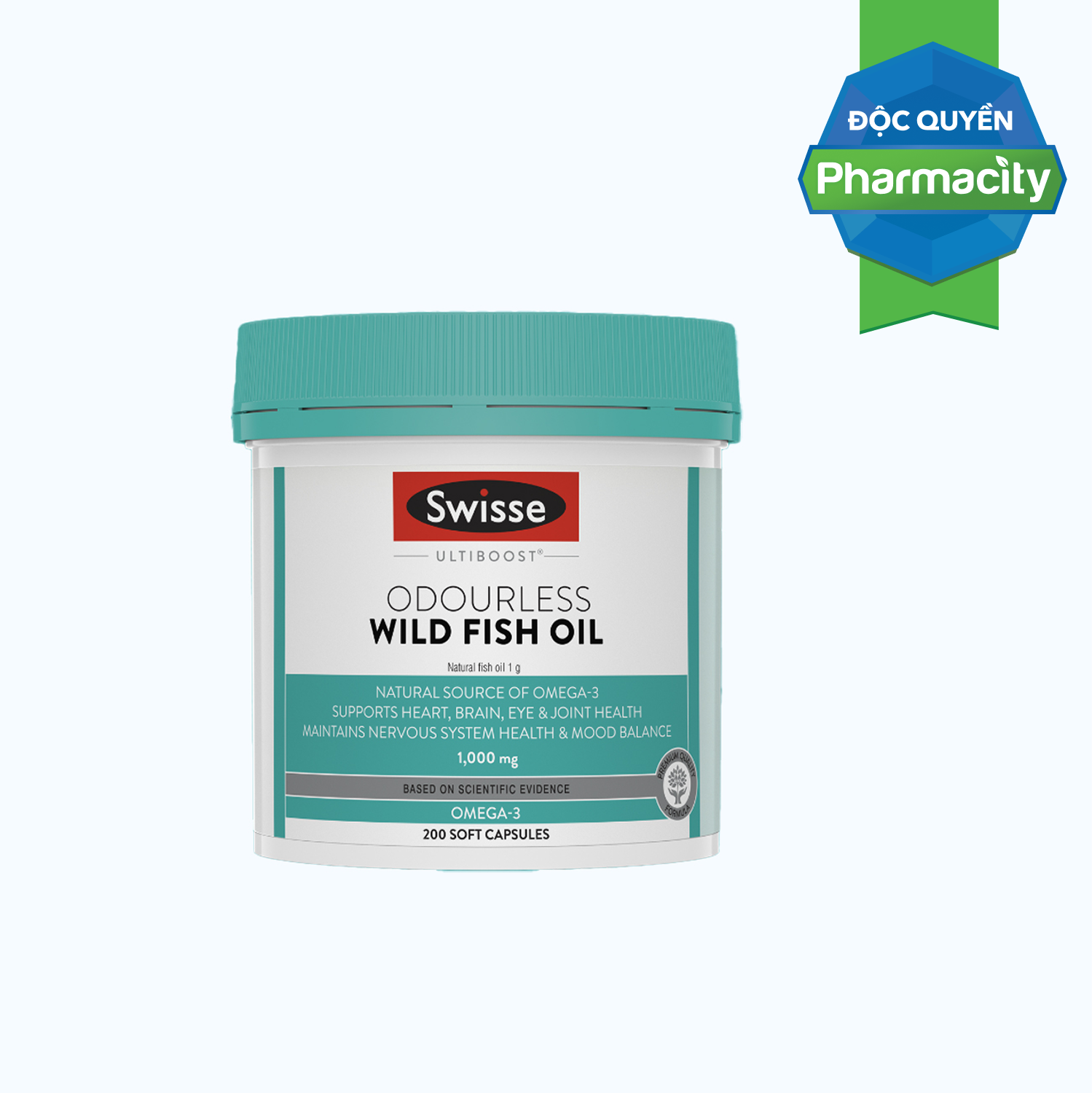 SWISSE Ultiboost Odourless Wild Fish Oil 1000mg (Hop 200v)
