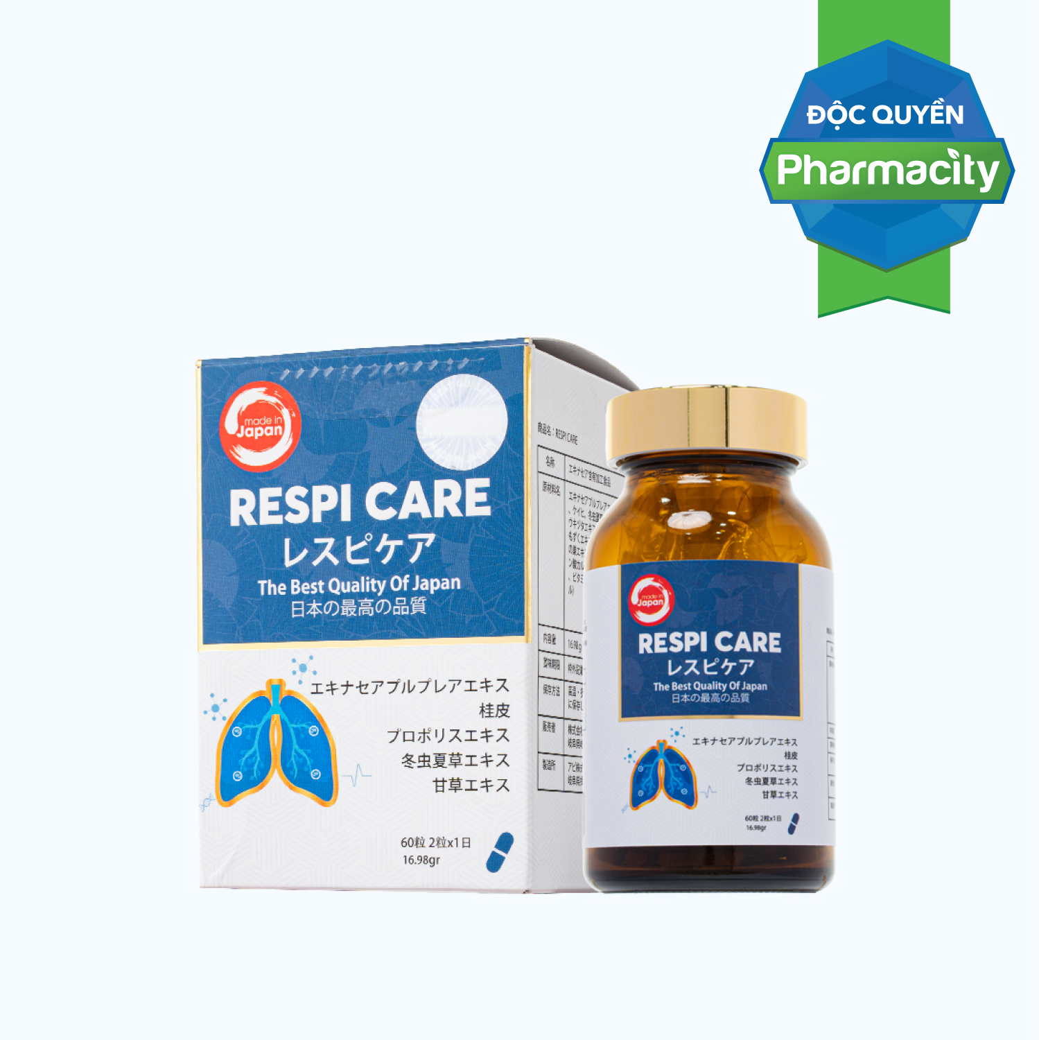 Respi Care DR.JPAN Ho Tro Cai Thien Ho Co Dom Dau Hong (Hop 60V)