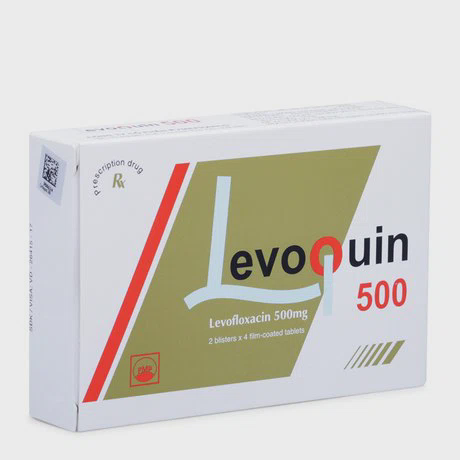 Viên nén Levoquin 500 điều trị viêm xoang, viêm phế quản, viêm phổi (2 vỉ x 4 viên)