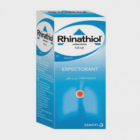 Siro Rhinathiol 5% hỗ trợ điều trị các trường hợp tăng tiết chất nhầy đường hô hấp (chai 125ml)
