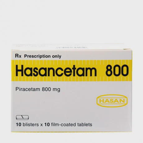 Viên nén Hasancetam 800mg các bệnh tổn thương não, chóng mặt (10 vỉ x 10 viên)